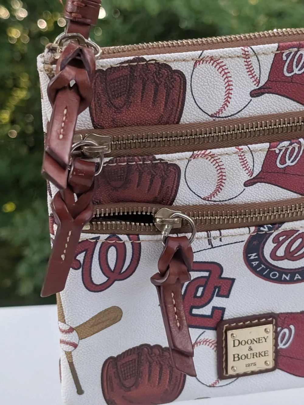 Dooney & Bourke Maroon and White Washington Nationals Crossbody Bag